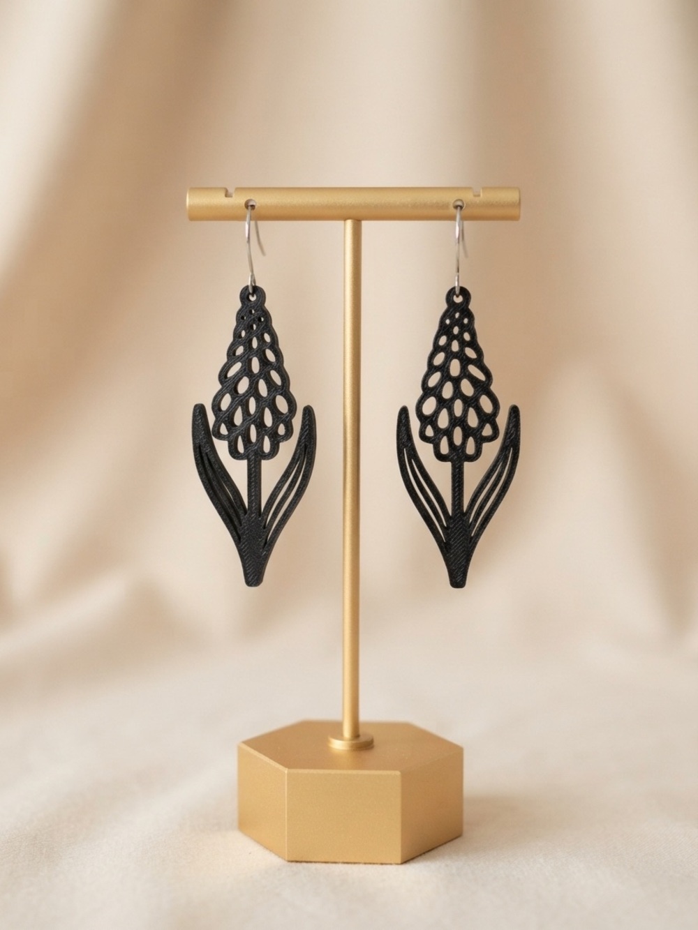 Black Floral Filigree Drop Earrings - Women Jewelry